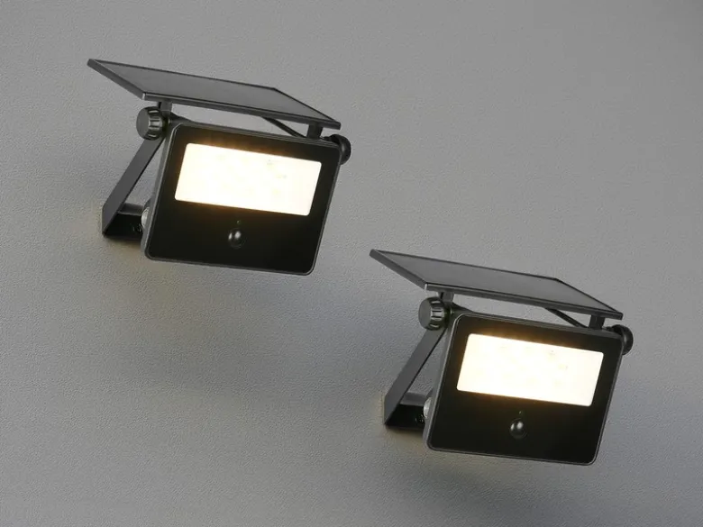 2er SET Solarstrahler außen mit Bewegungsmelder, Breite 14cm