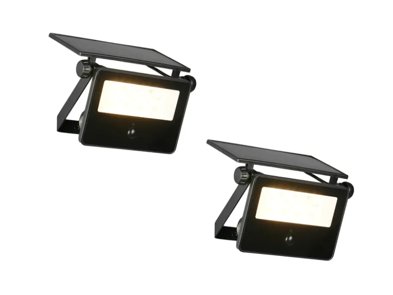 2er SET Solarstrahler außen mit Bewegungsmelder, Breite 14cm