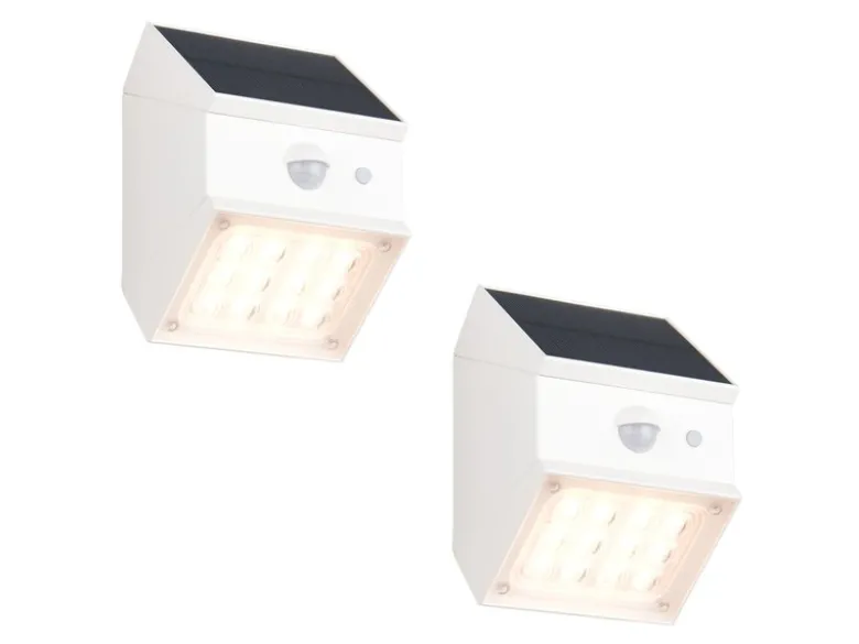 2er Set Solar Wandleuchte außen mit Bewegungsmelder, Licht drehbar, IP65, B: 9cm