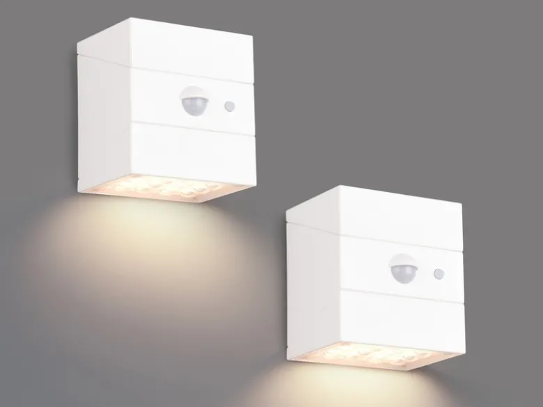 2er Set Solar Wandleuchte außen mit Bewegungsmelder, Licht drehbar, IP65, B: 9cm