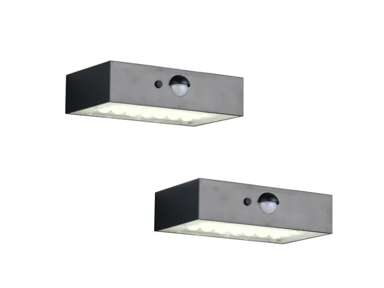 2er-Set Solar Wandleuchte außen mit Bewegungsmelder für Balkon wetterfest B 14cm
