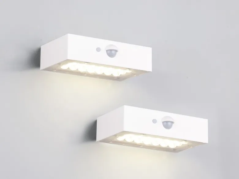 2er-Set Solar Wandleuchte außen mit Bewegungsmelder für Balkon wetterfest B 14cm
