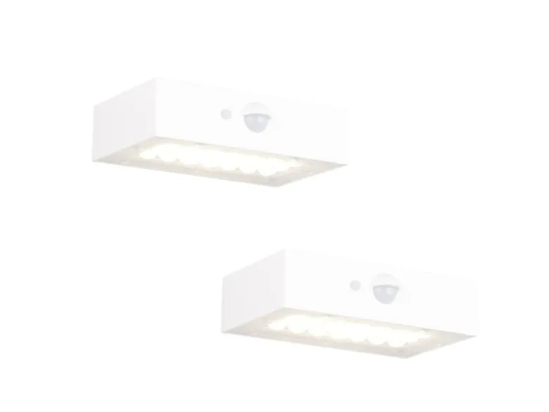 2er-Set Solar Wandleuchte außen mit Bewegungsmelder für Balkon wetterfest B 14cm