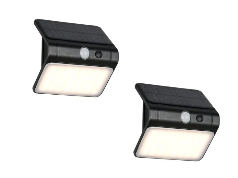 2er SET Solar Wandleuchte außen mit Bewegungsmelder, Breite 12cm