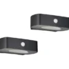 2er SET Solar Wandleuchten auch per USB aufladbar mit Bewegungsmelder, B: 21cm