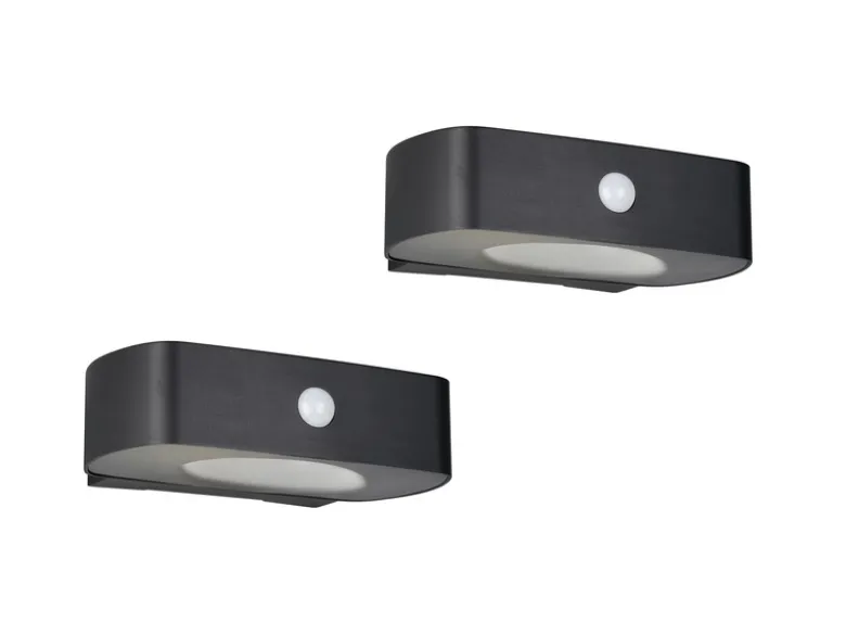 2er SET Solar Wandleuchten auch per USB aufladbar mit Bewegungsmelder, B: 21cm