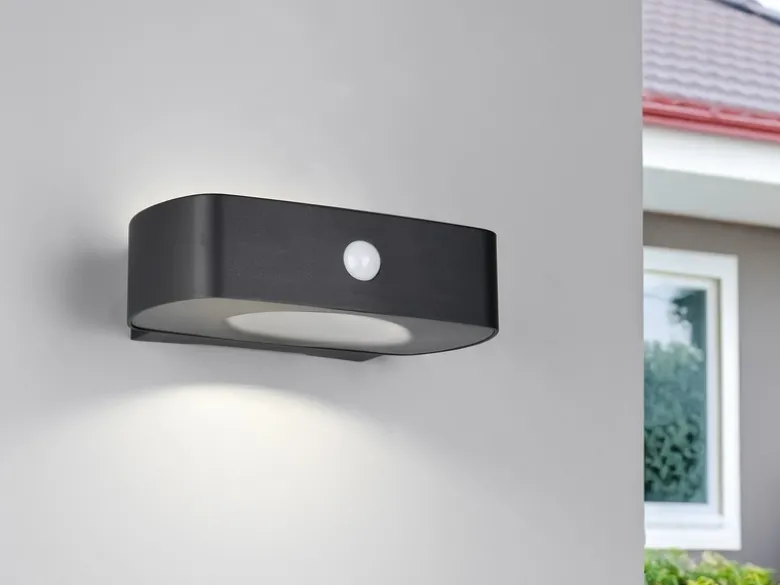 2er SET Solar Wandleuchten auch per USB aufladbar mit Bewegungsmelder, B: 21cm