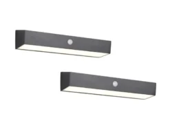 2er SET Solar Wandleuchten auch per USB aufladbar mit Bewegungsmelder, B: 30cm