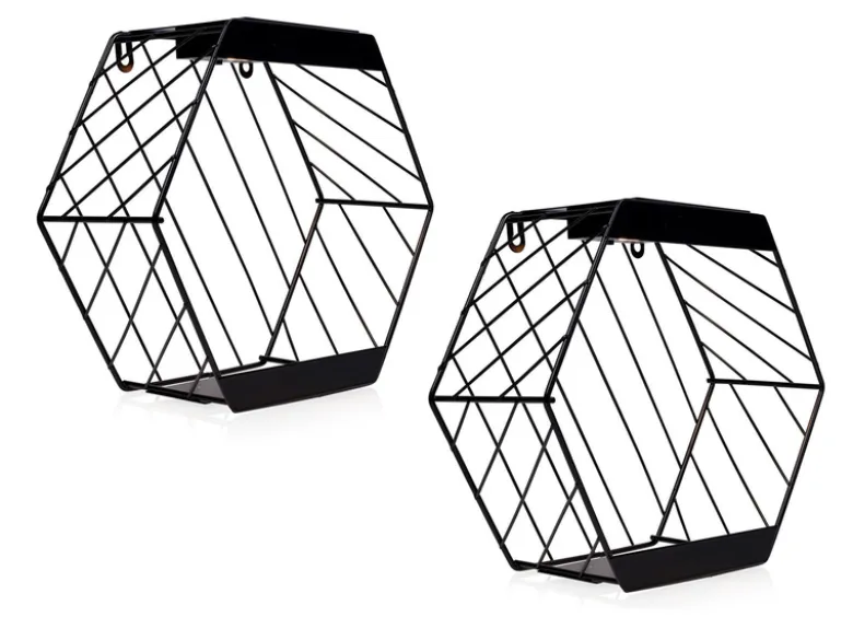 2er Set Solar Wandleuchten für Pflanzen aus Stahl Gitter in Schwarz, Höhe 25,5cm