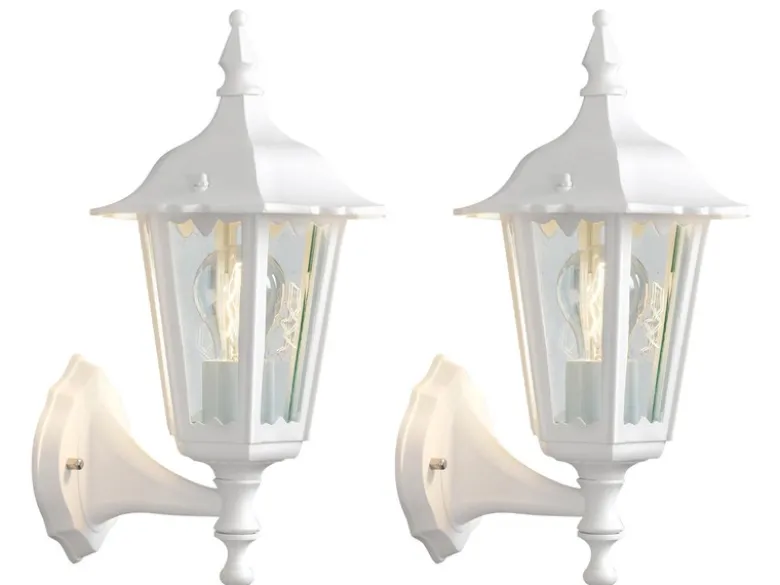 2er-Set stehende Wandleuchten FIRENZE, E27, Aluminium weiß, Höhe 36 cm