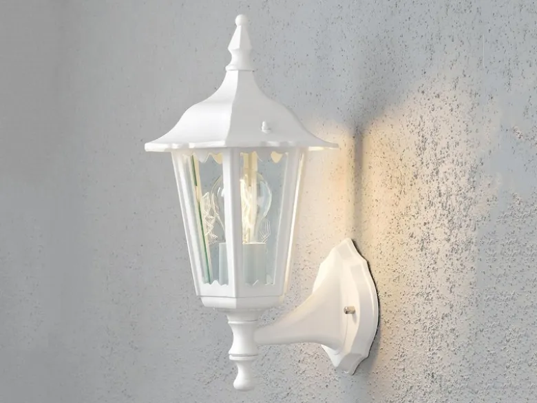 2er-Set stehende Wandleuchten FIRENZE, E27, Aluminium weiß, Höhe 36 cm