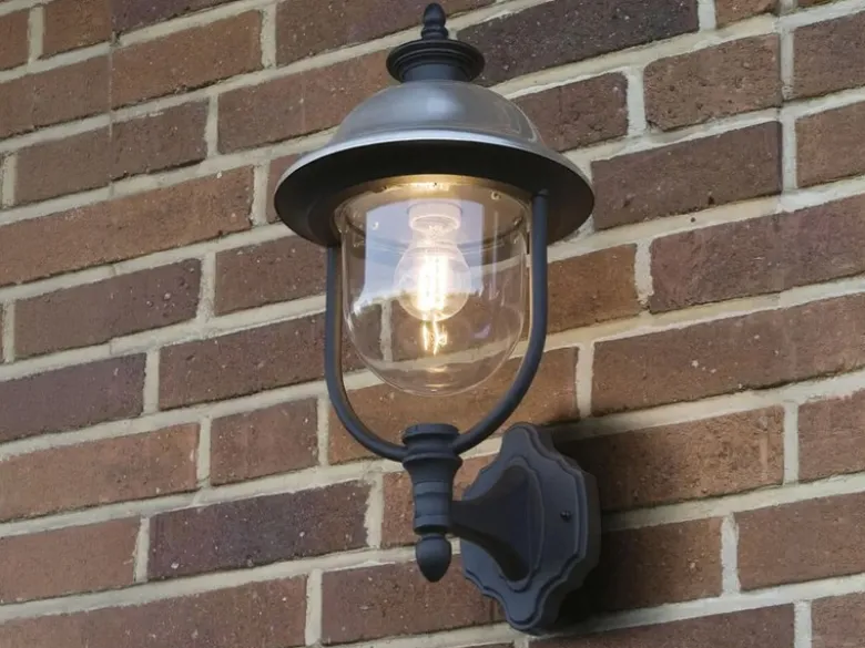 2er-Set stehende Wandleuchten PARMA, Edelstahl Lampendach, E27, IP43
