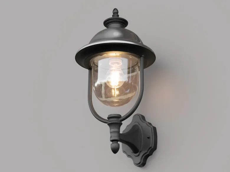 2er-Set stehende Wandleuchten PARMA, Edelstahl Lampendach, E27, IP43