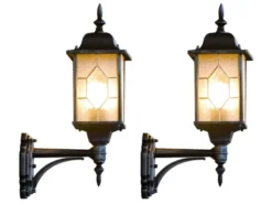 2er-Set stehende Wandleuchten MILANO, E27, Bleikristalloptik, IP43