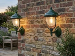 2er-Set stehende Wandleuchte PARMA, Aluminium grün, E27, IP43