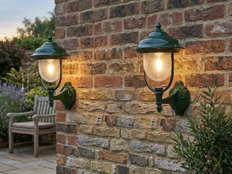 2er-Set stehende Wandleuchte PARMA, Aluminium grün, E27, IP43
