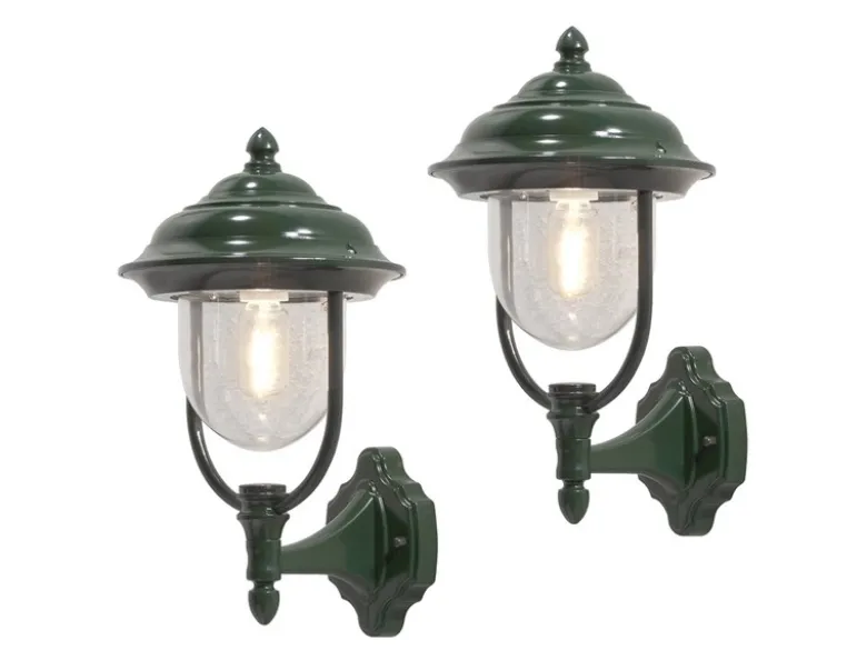 2er-Set stehende Wandleuchte PARMA, Aluminium grün, E27, IP43