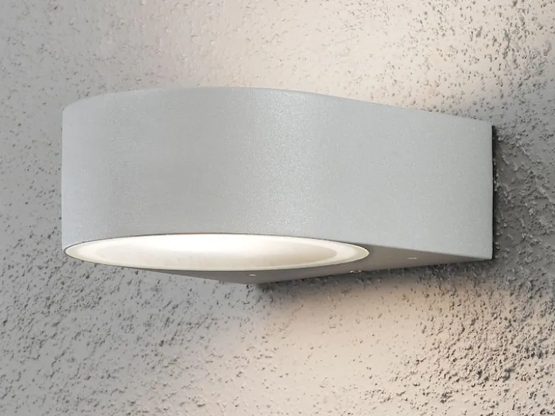 2er-Set stilvolle Wandleuchten TERAMO, E27, Aluminium grau, Höhe 7 cm