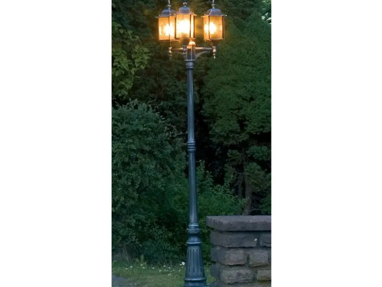 2er Set Straßenlaterne Kandelaber MILANO 230cm, Alu schwarz-silber, Bleikristall
