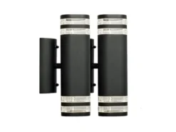2er-Set Up-Down Wandleuchte MODENA Aluminium schwarz, GU10, Höhe 28,5 cm, IP44