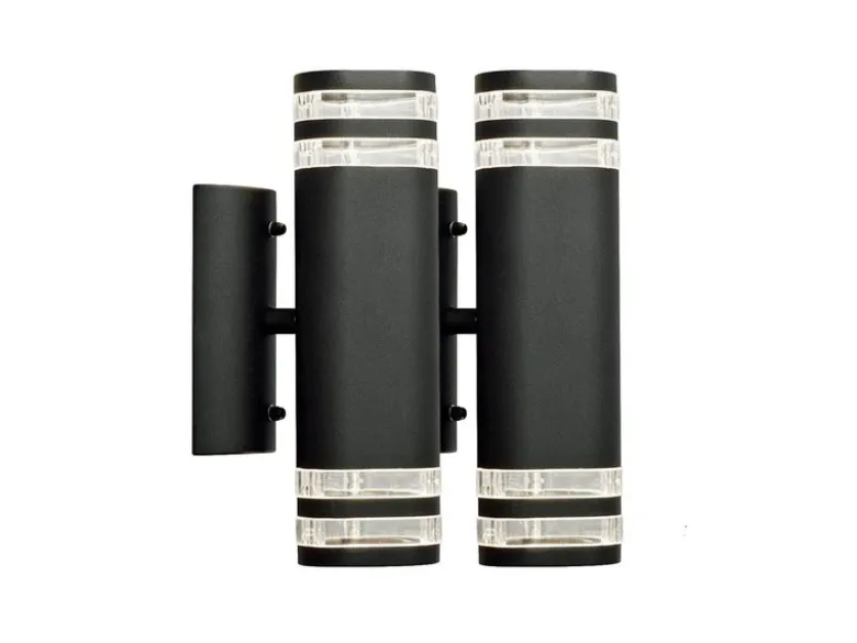 2er-Set Up-Down Wandleuchte MODENA Aluminium schwarz, GU10, Höhe 28,5 cm, IP44