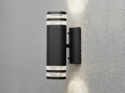 2er-Set Up-Down Wandleuchte MODENA Aluminium schwarz, GU10, Höhe 28,5 cm, IP44