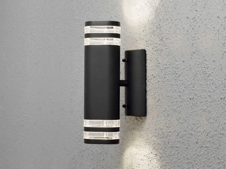 2er-Set Up-Down Wandleuchte MODENA Aluminium schwarz, GU10, Höhe 28,5 cm, IP44