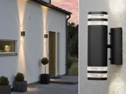 2er-Set Up-Down Wandleuchte MODENA Aluminium schwarz, GU10, Höhe 28,5 cm, IP44