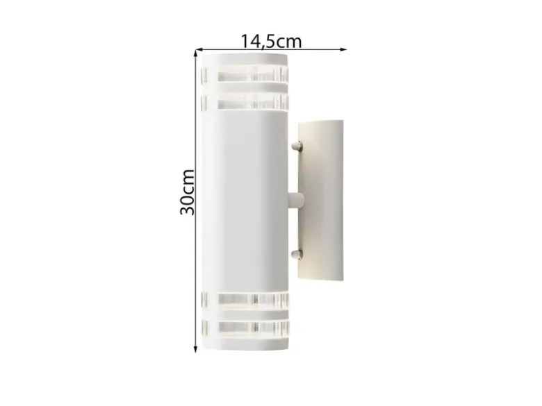 2er-Set Up-Down Wandleuchte MODENA Aluminium weiß, GU10, Höhe 28,5 cm, IP44