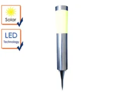 2er SET vielseitig verwendbare LED Solarleuchten mit Erdspieß, Edelstahl