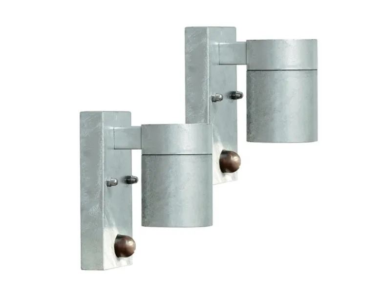 2er-SetWandleuchte MODENA, Bewegungsmelder, galv. Stahl, GU10, Höhe 9 cm, IP44
