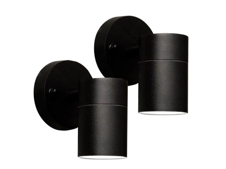 2er-Set Wandleuchte MODENA Down-Light schwarz, GU10, Höhe 9 cm, IP44