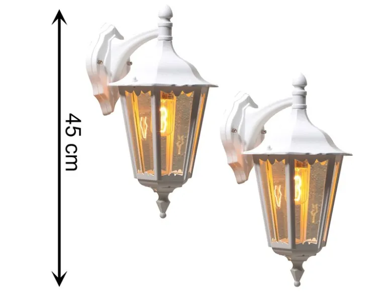 2er-Set Wandleuchten FIRENZE, sechsstrebig, E27, Aluminium weiß
