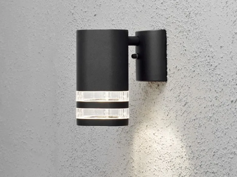 2er-Set Wandleuchten MODENA Aluminium schwarz Downlight GU10, Höhe 15,5 cm, IP44