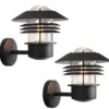 2er-Set Wandleuchten MODENA Aluminium schwarz, E27, Höhe 23 cm, IP44