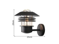 2er-Set Wandleuchten MODENA Aluminium schwarz, E27, Höhe 23 cm, IP44