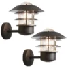 2er-Set Wandleuchten MODENA Aluminium schwarz, E27, Höhe 24 cm, IP44