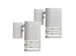 2er-Set Wandleuchten MODENA Aluminium weiß, Downlight, GU10, Höhe 15,5 cm, IP44