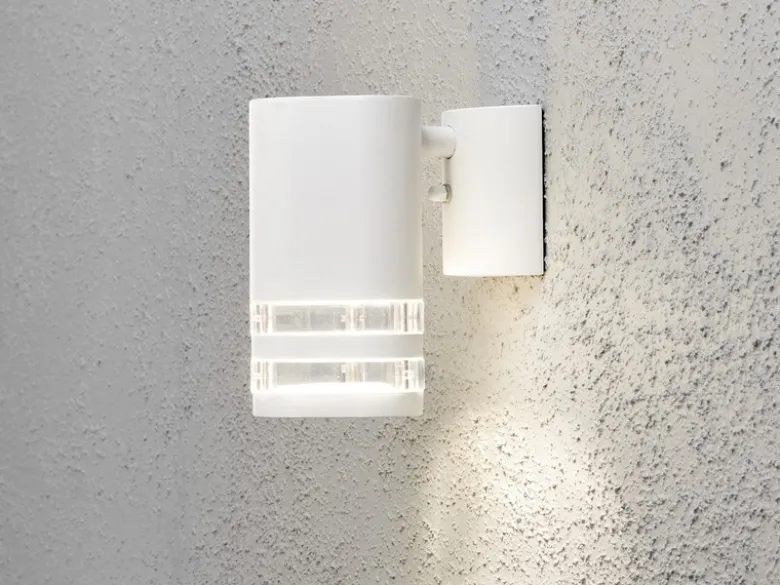 2er-Set Wandleuchten MODENA Aluminium weiß, Downlight, GU10, Höhe 15,5 cm, IP44
