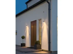2er-Set Wandleuchten MODENA Aluminium weiß, Downlight, GU10, Höhe 15,5 cm, IP44