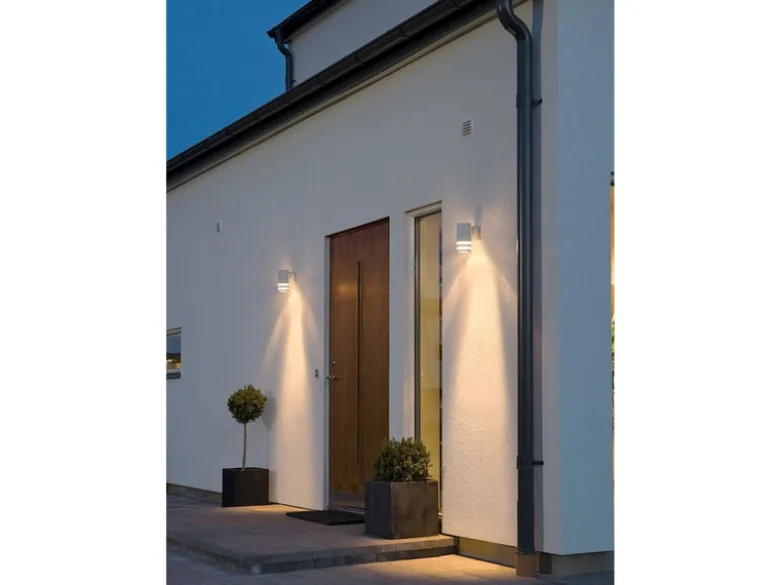 2er-Set Wandleuchten MODENA Aluminium weiß, Downlight, GU10, Höhe 15,5 cm, IP44