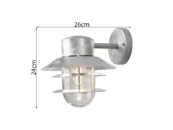 2er-Set Wandleuchten MODENA galvanisierter Stahl, E27-Sockel, Höhe 24 cm, IP44