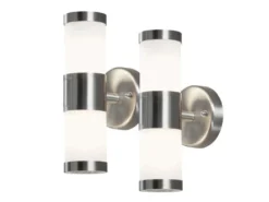 2er-Set Wandleuchten MODENA Up-/Down-Light, GU9, Höhe 23 cm, IP44, opales Glas