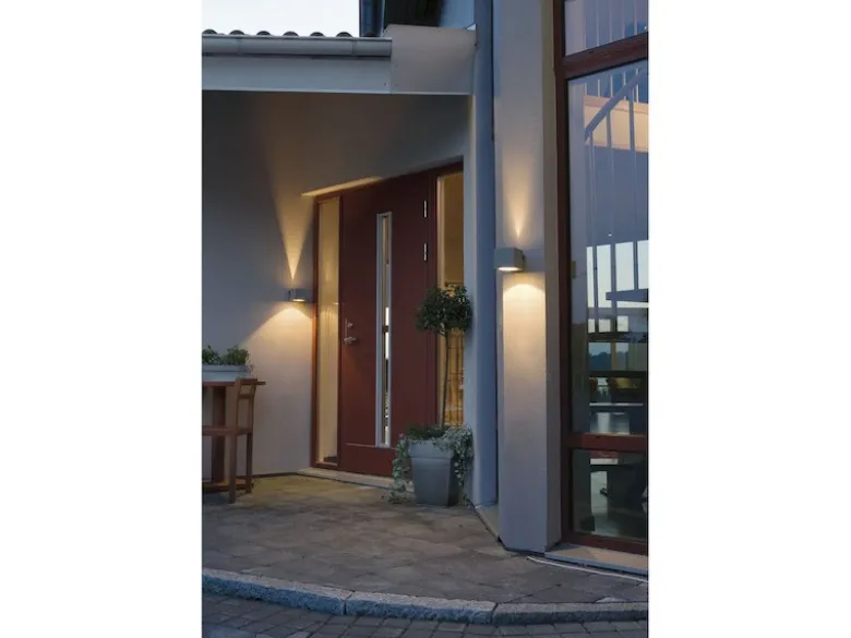 2er-Set Wandleuchten SQUARE grau, Up-/Down-Light, GU9, Höhe 9 cm, IP44