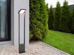 2er SET Wegeleuchten mit Solar und Strom, Hybrid mit Bewegungsmelder, Höhe 101cm