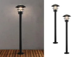 2er Set Wegeleuchten MODENA schwarz, 98cm hoch, Beleuchtung Garten / Terrasse