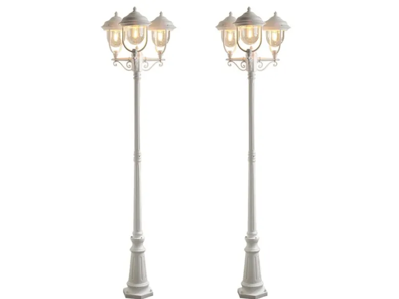 2er-Set weiße Gartenlaterne PARMA aus Aluminium, E27, IP43, H.: 218 cm