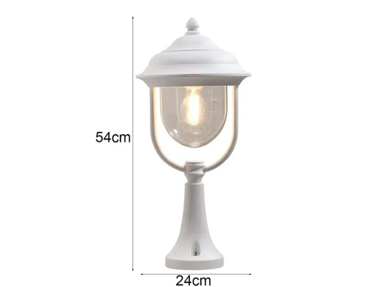 2er-Set weiße Sockelleuchten PARMA aus Aluminium, E27, IP43, H.: 54 cm