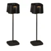 2er Set Wiederaufladbare Akku LED Outdoor Tischleuchten, Schwarz Höhe 36cm