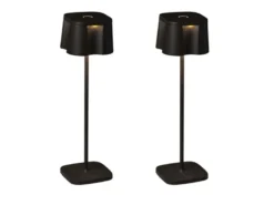 2er Set Wiederaufladbare Akku LED Outdoor Tischleuchten, Schwarz Höhe 36cm